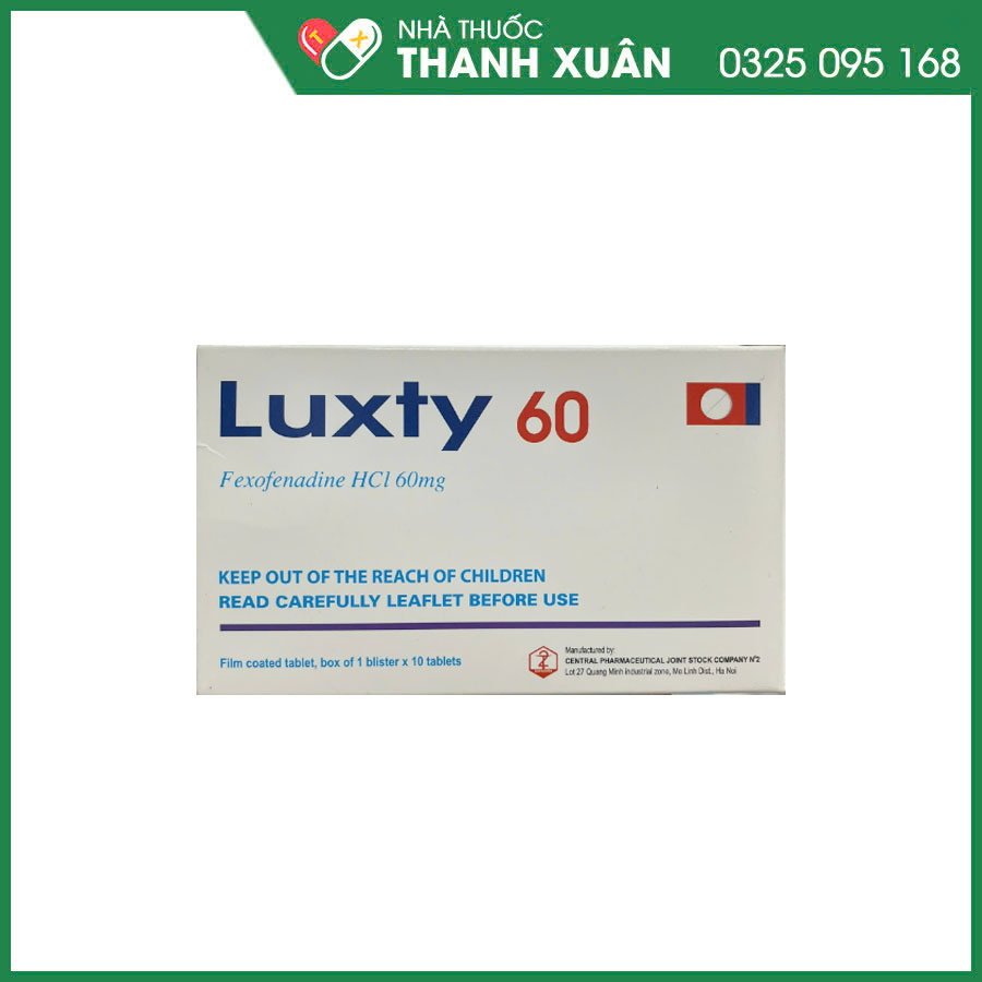 Luxty 60 thuốc điều trị viêm mũi dị ứng theo mùa, mày đay mạn tính vô căn